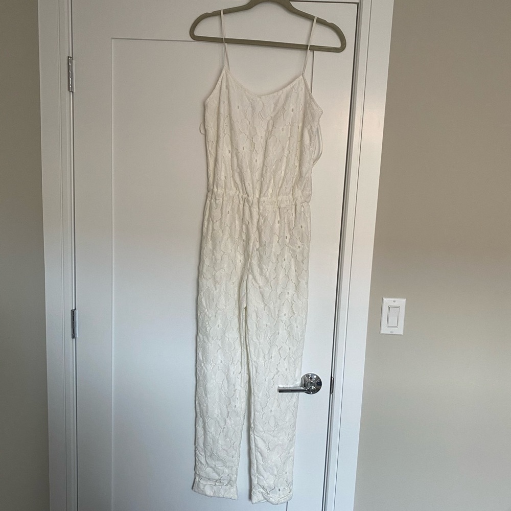 JOA white lace jumpsuit
